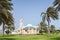 Modern mosque and palms in Saudi Arabia