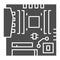 Modern motherboard solid icon. Main circuit board with hardware components symbol, glyph style pictogram on white