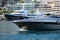 Modern motor yacht floats inshore
