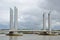 Modern moveable bridge in the French city Bordeaux