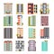 Modern multi apartment house color flat icon set