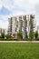 Modern multi-storey new house in Vienna in Austria, near a playground, a residential area of the city