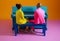 modern music concept piano people colourful performance illustration art trend. Generative AI.