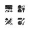 Modern music genres variety black glyph icons set on white space