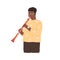 Modern musician playing clarinet. Black-skinned clarinetist performing jazz music on woodwind instrument. Afro-American