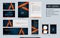 Modern navy orange stationery mock up and visual brand identity set