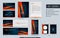 Modern navy orange stationery mock up and visual brand identity set