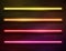 Modern Neon Iridescent Glowing Lines Banner on Dark Empty Grunge Brick Background