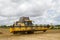 Modern new holland combine harvester cutting crops