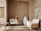 Modern nomadic home interior background in beige tones