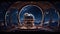 Modern observatory interior night sky with stars on the background space exploration concept