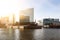 Modern office buildings at Hafencity district in Hamburg on clear sunny day