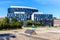 Modern office buildings in old Gdansk Shipyard quarter surrounding European Solidarity Centre and Solidarnosci square in Gdansk,