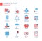 Modern office and business line flat design icons, pictograms set