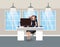 Modern office with businesswoman sitting