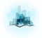 Modern office vector city district with grid background vector