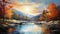 Modern Oil Painting In The Mountains: Luminous Autumn Riverscapes