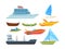 Modern and old water transport flat illustrations set