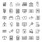 Modern online loan icons set, outline style