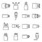 Modern optical fiber icons set, outline style