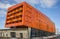 Modern orange appartment building in Groningen