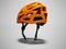 Modern orange bicycle helmet for trips through the park isolated 3d render on gray background with shadow