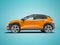 Modern orange car crossover 3d render on blue background with sh