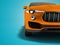 Modern orange car crossover viewer half auto 3d render on blue b