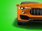 Modern orange car crossover viewer half auto 3d render on green
