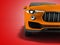 Modern orange car crossover viewer half auto 3d render on red ba