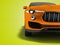Modern orange car crossover viewer half auto 3d render on yellow