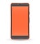 Modern orange color touchscreen cellphone