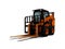 Modern orange forklift loader with scuffs on the case 3d render