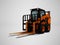 Modern orange forklift loader with scuffs on the case 3d render