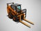 Modern orange forklift loader with scuffs on the case isolated 3