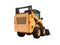 Modern orange mini loader on the back with black 3d rider on white background no shadow