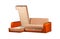 Modern orange sofa over white background