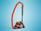 Modern orange vacuum cleaner with cyclone filter with black inserts 3D render on gray background with shadow