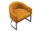 Modern orange velvet upholstery armchair with metal base. 3d render