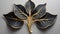 Modern Organic Art: Minimalist Leaf Shape - Black and Gold Design