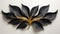 Modern Organic Art: Minimalist Leaf Shape - Black and Gold Design