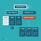 Modern organization chart template in flat style on cyan background