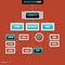 Modern organization chart template in flat style on red background