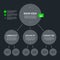 Modern organization chart template with round elements in flat style on dark gray background