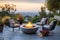 Modern Outdoor Backyard Grey Fire Pit for Outdoor Gatherings. AI