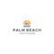 Modern PALM BEACH waves tree sunset logo design