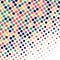 Modern paper art banner with abstraction colored dots circles on black background. Technology web background. Abstract geometric
