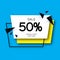 Modern paper cut geometric sale banner, special offer, 50 percents discount. Origami Trendy Label tag temlate. Shop now