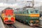 Modern passenger trains in Russia at the station in Moscow