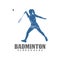 Modern Passionate Badminton Player In Action Logo, Creative Badminton design concepts template, icon symbol